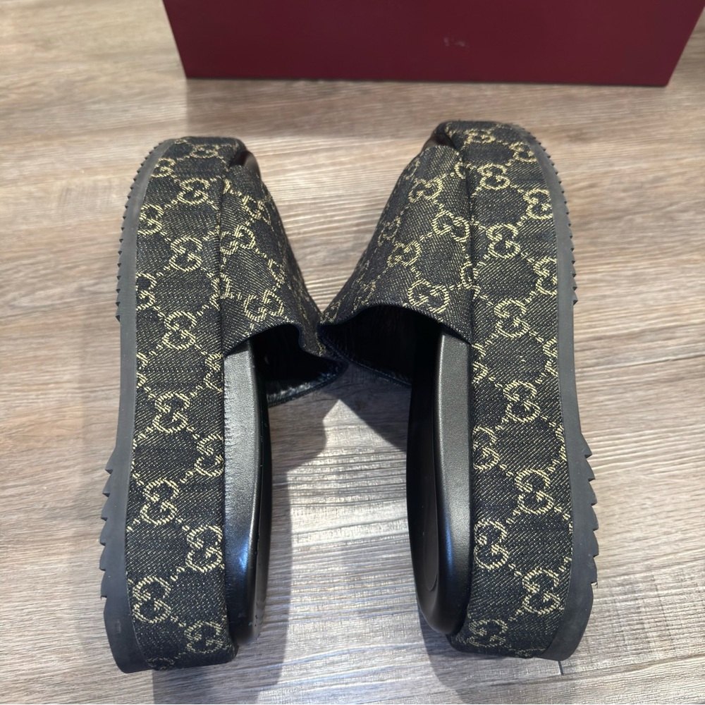 Gucci GG Monogram Canvas Denim Platform Slide Sandals - Picture 10 of 15
